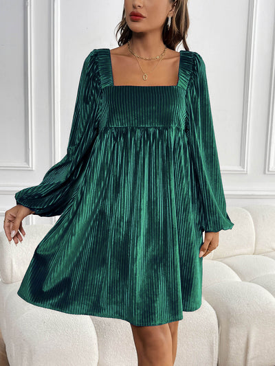 Adrenia Pleated Velvet Midi Dress - green