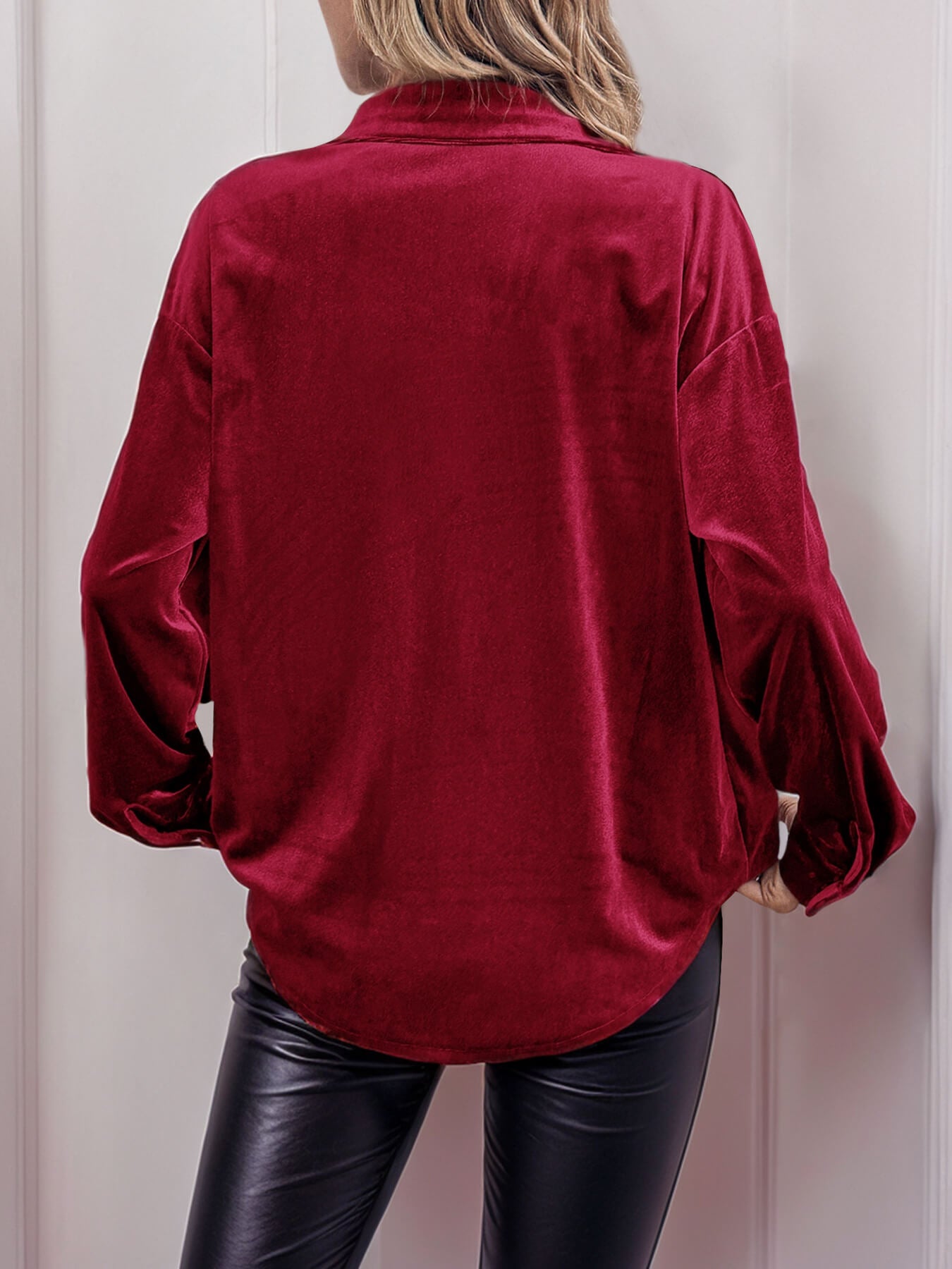 Darlena Velvet Shirts - Red