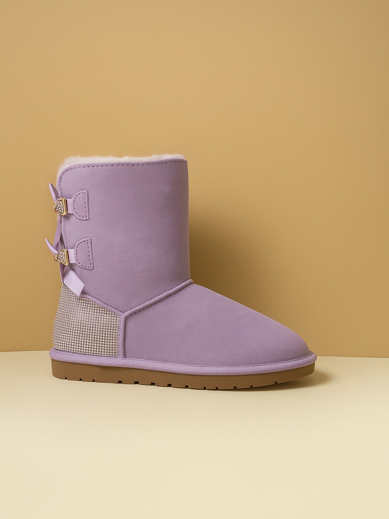 SMAIBULUN Ugg | Rhinestone Dual Bailey Bow Glam Ugg Boots - lilac