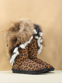 SMAIBULUN Ugg | Faux Fur Wool Lined Grazing Calf Boots - cheetah
