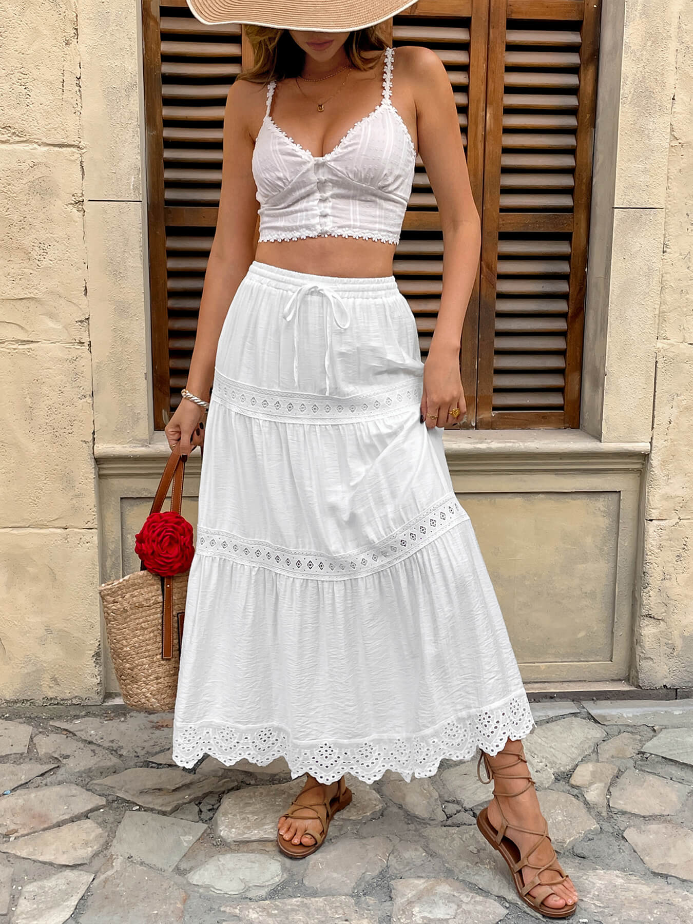 Burst of Bliss Lace Tiered Maxi Skirt