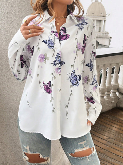 Garden Whisper Butterfly Print Blouse