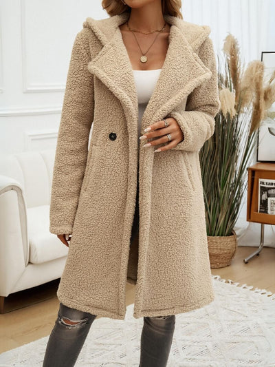 Teddy Longline Pocketed Coat - Neutral