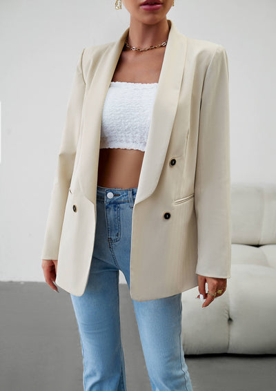 Uptown Girl Pocketed Blazer - Apricot