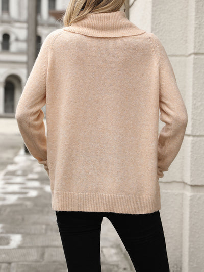 Denver Widen Turtleneck Knit Sweater - Apricot