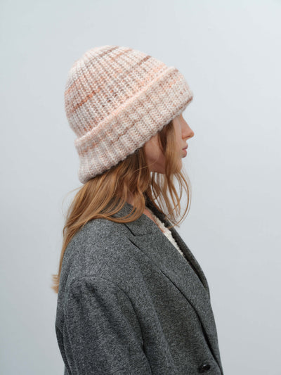 Wool Blend Gradient Knit Beanie - Apricot