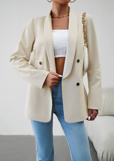 Uptown Girl Pocketed Blazer - Apricot