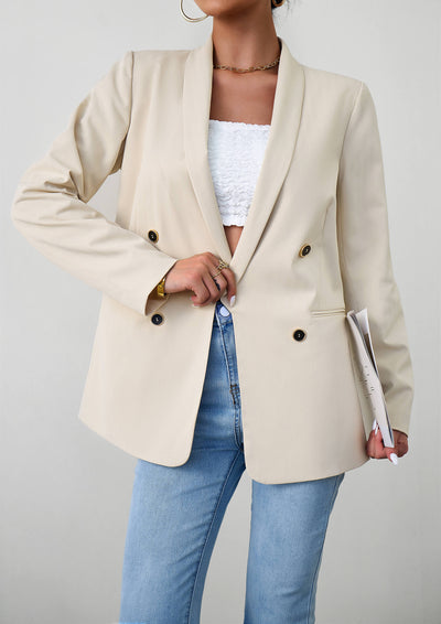 Uptown Girl Pocketed Blazer - Apricot