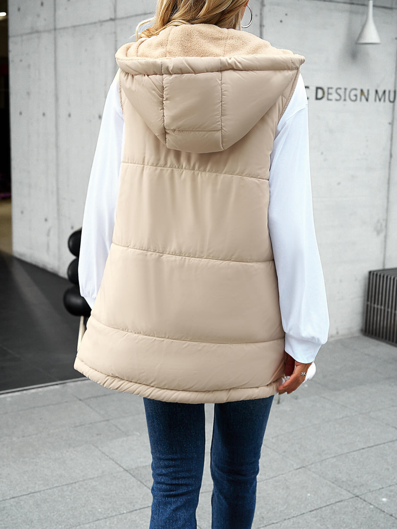 Fall And Forever Hooded Puffer Vest - Apricot