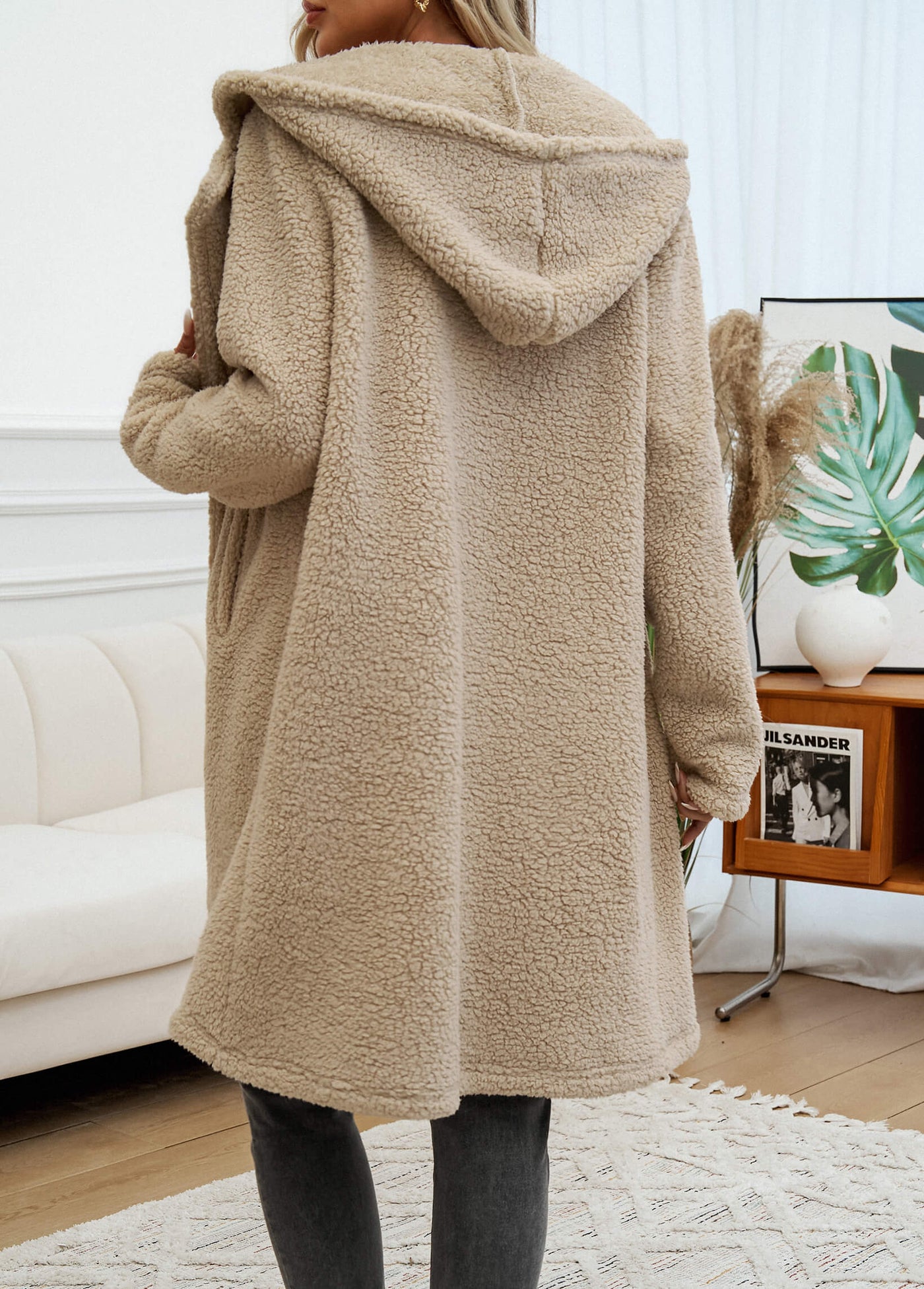 Teddy Longline Pocketed Coat - Neutral