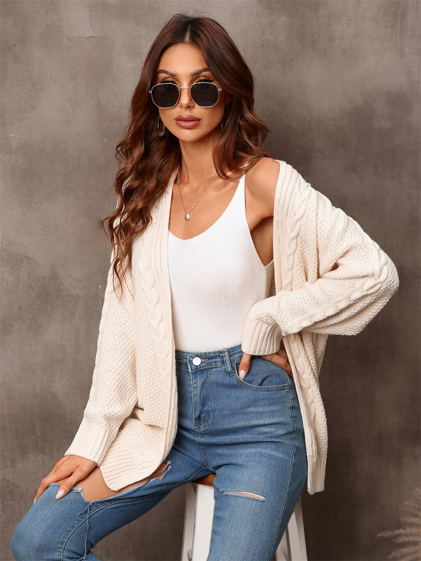 Ludlow Cable Knit Duster Cardigan - Apricot