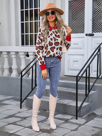 Gwenyth Leopard Knit Sweater - Beige