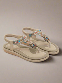 Siketu | Wander Beaded Thong Sandal - beige