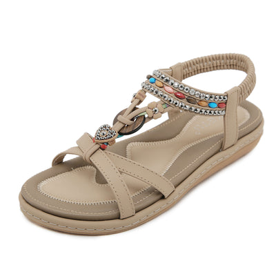 Siketu | Concentric Beaded Comfort Sandal - beige