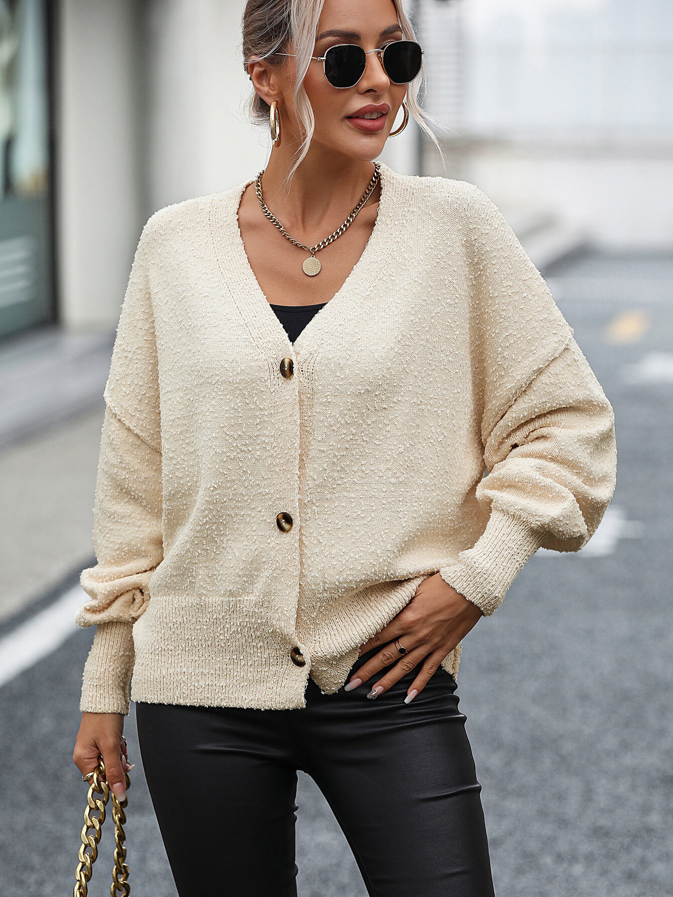 Blissful Comfort Front Button Cardigan - Beige