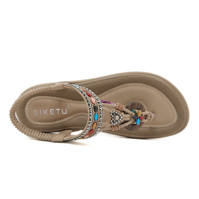 Siketu | Wander Beaded Thong Sandal - beige