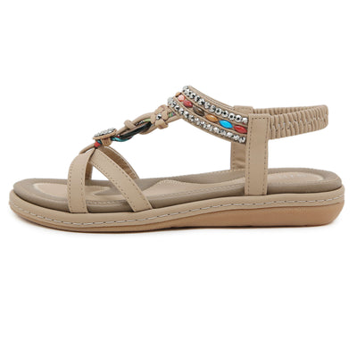 Siketu | Concentric Beaded Comfort Sandal - beige