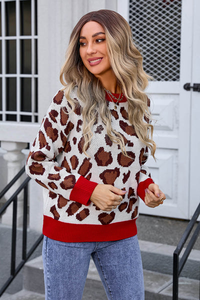 Gwenyth Leopard Knit Sweater - Beige