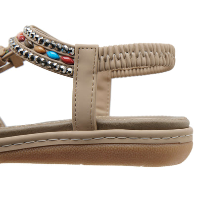 Siketu | Concentric Beaded Comfort Sandal - beige