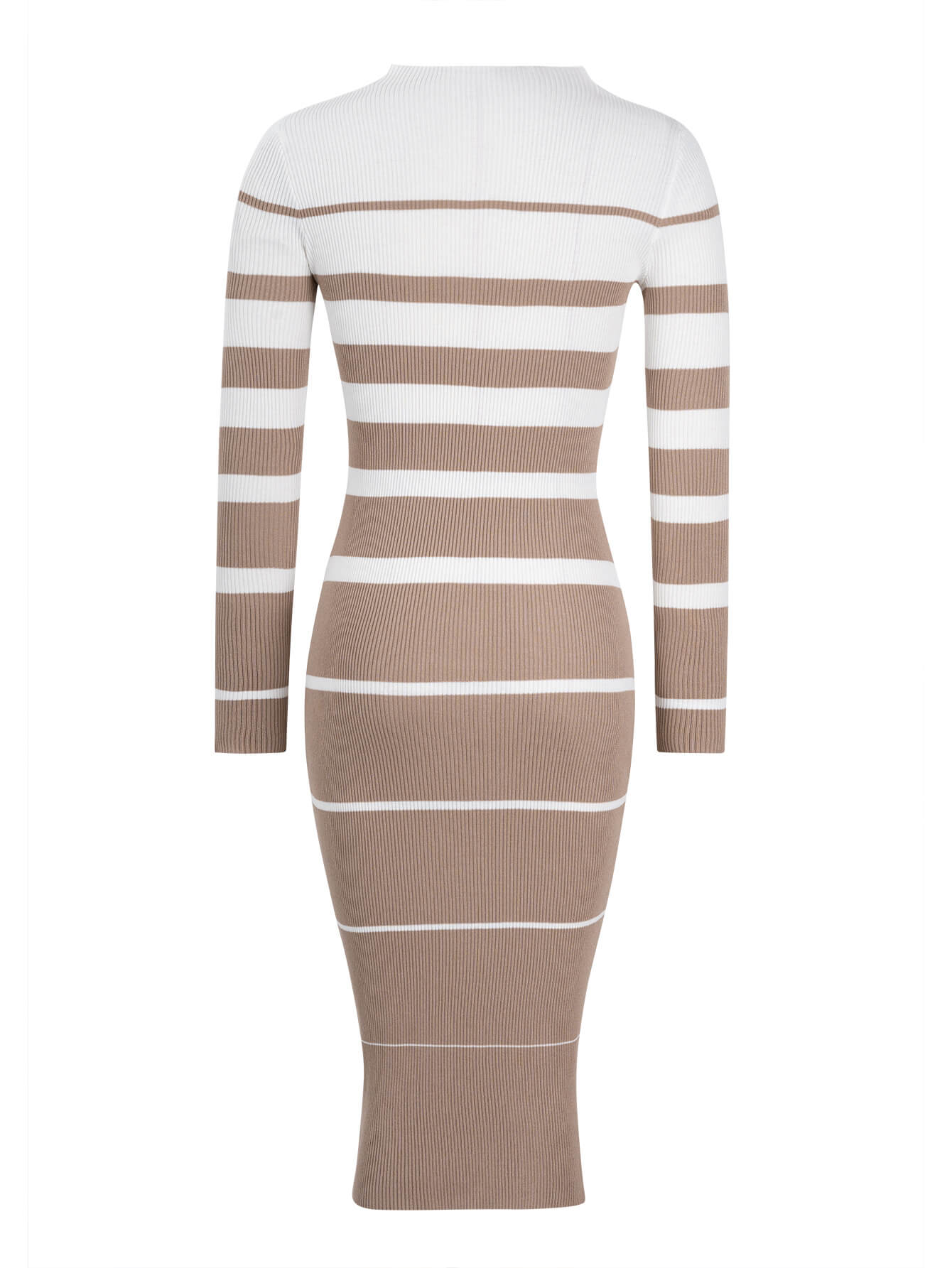 On the Boardwalk Striped Midi Sweater Dress - Beige