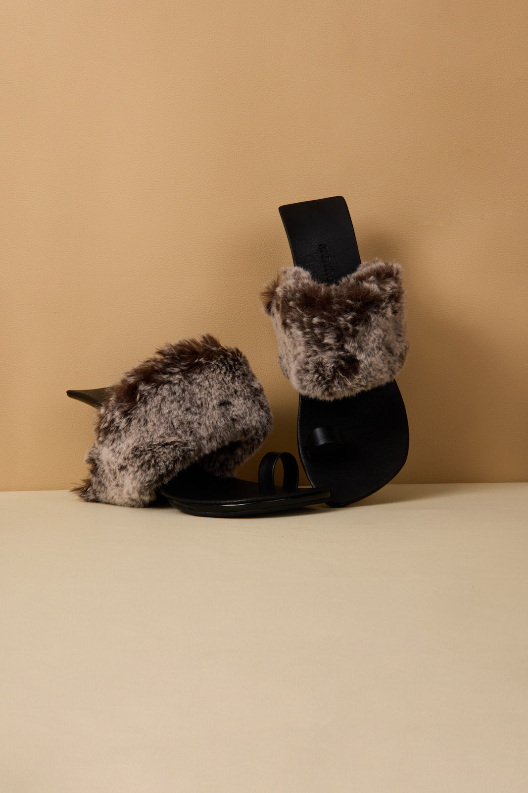 Jady Rose | Vivien Faux Fur Upper Leather Heels - Black