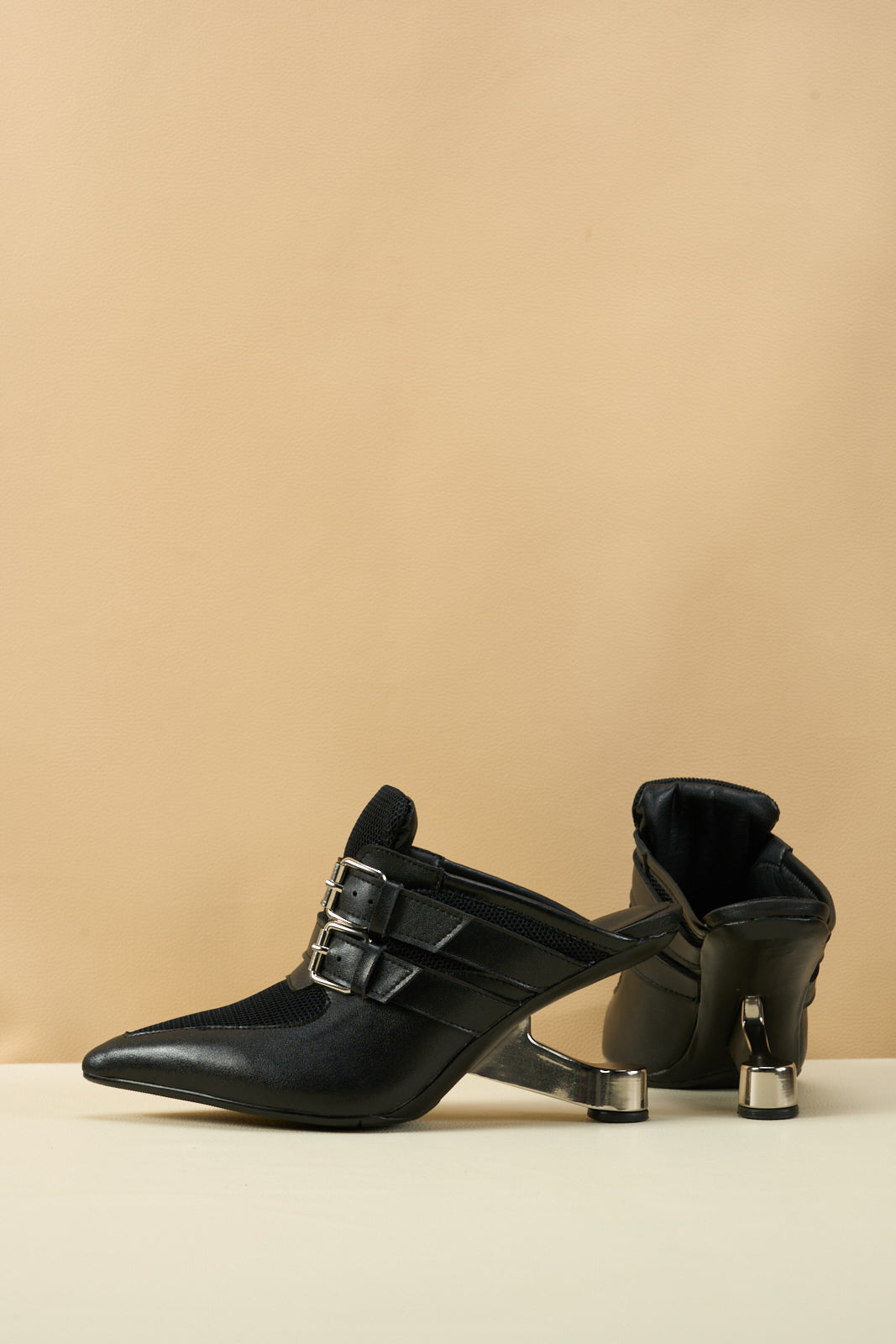 Jady Rose | Napa Leather Mule Heels - Black