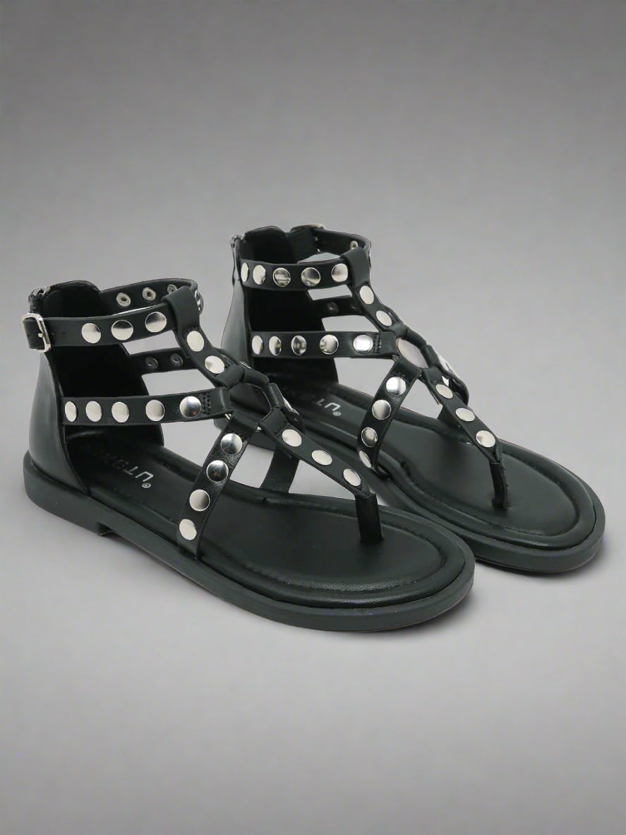 Siketu | Asha Studded Gladiator Sandal - black