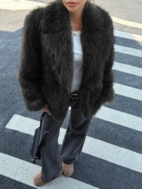 Helios Lined Faux Fur Coat - black