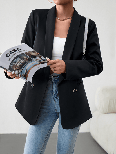 Uptown Girl Pocketed Blazer - Black