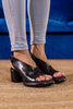 Jady Rose | Humphries Croc-Pattern Leather Sandal - Black