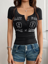 Rock Star More Graphic Top - black