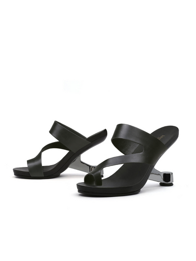 Black Pointed Toe Heels Stilettos Cut-Out High Heel Shoe - TRITY