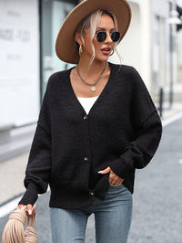 Blissful Comfort Front Button Cardigan - Black