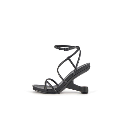 Jady Rose | Jojo Leather Strappy Heels - Black