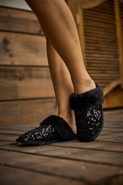 SMAIBULUN Ugg | Cozy Day Glam Sequins Slipper - Black