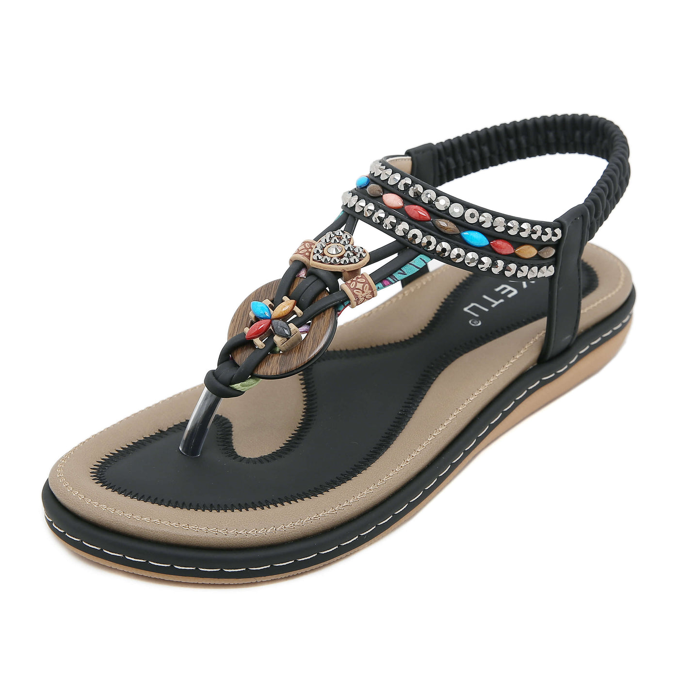 Siketu | Wander Beaded Thong Sandal - black