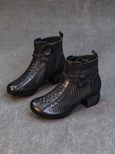 Rumour Has It | Boho Breeze Leather Ankle Boot - black