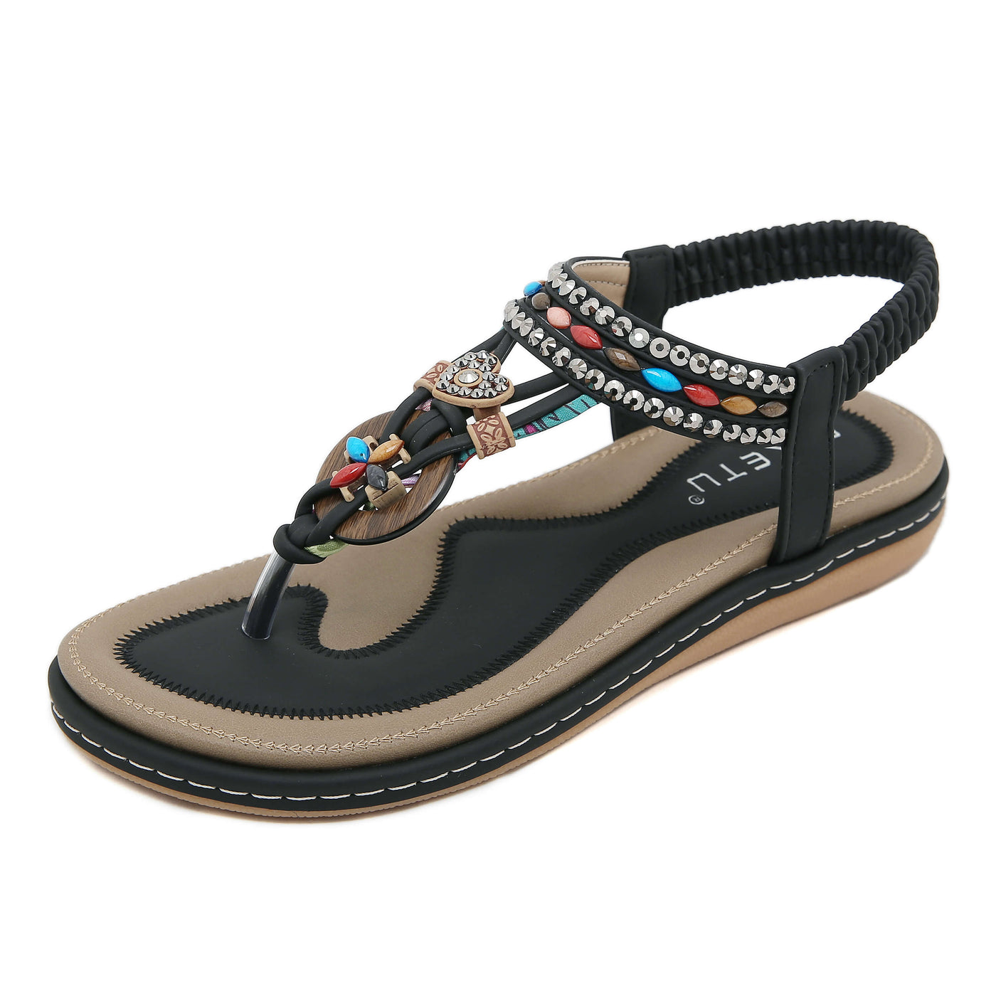 Siketu | Wander Beaded Thong Sandal - black