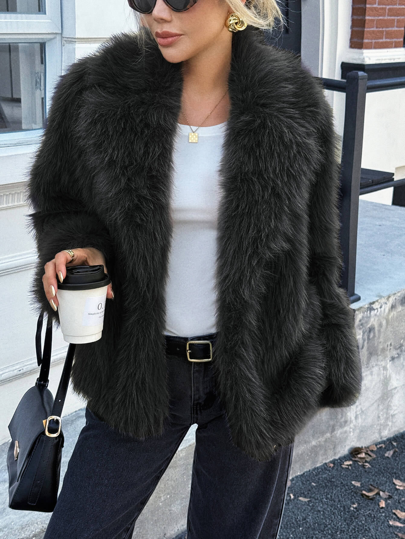 Helios Lined Faux Fur Coat - black