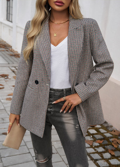 Oxnard Pocketed Houndstooth Blazer - Black