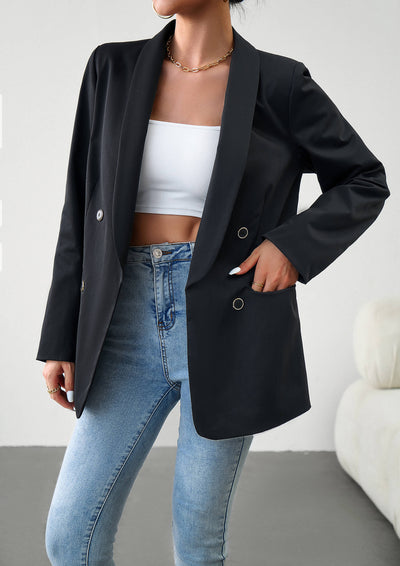 Uptown Girl Pocketed Blazer - Black