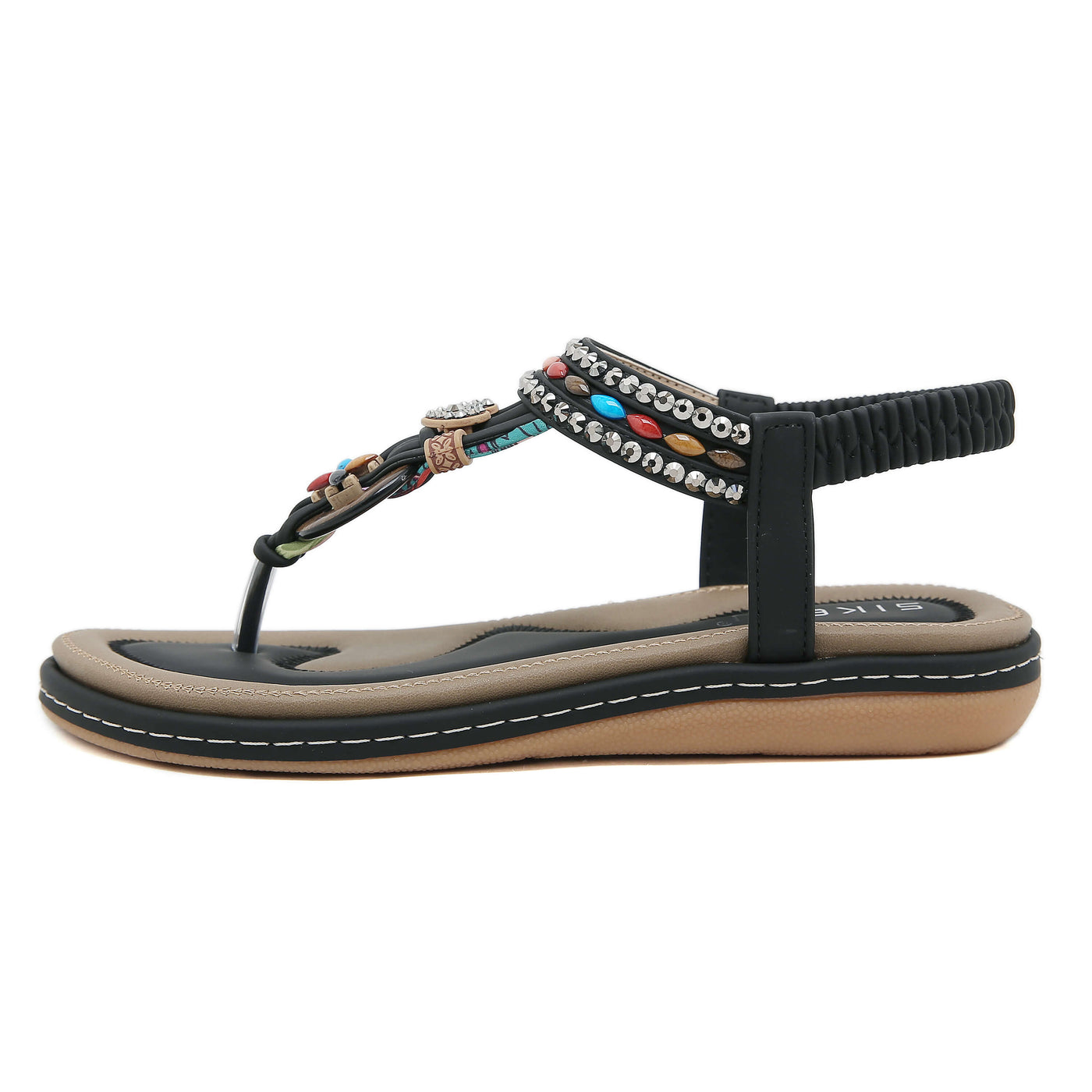 Siketu | Wander Beaded Thong Sandal - black