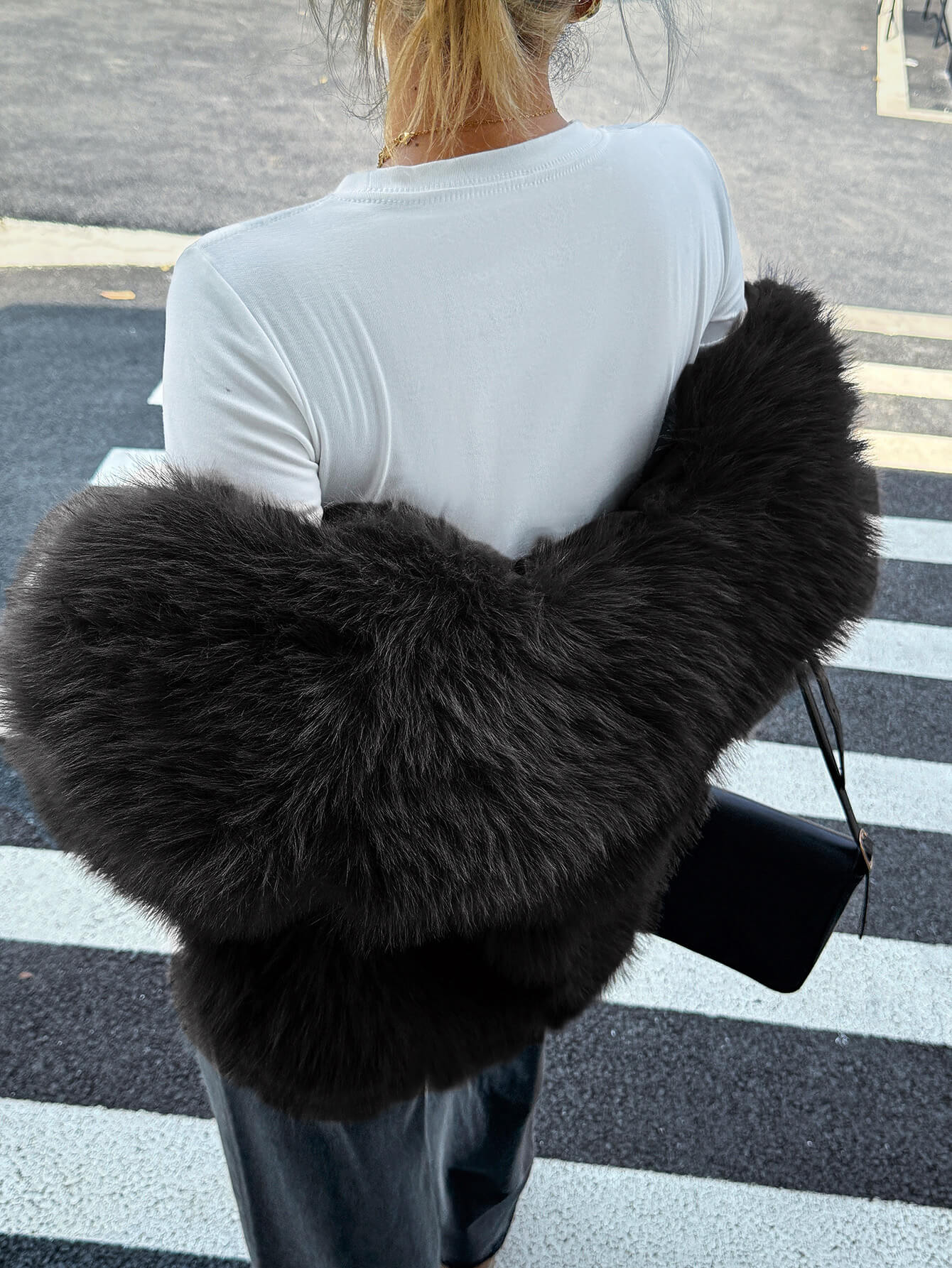 Helios Lined Faux Fur Coat - black