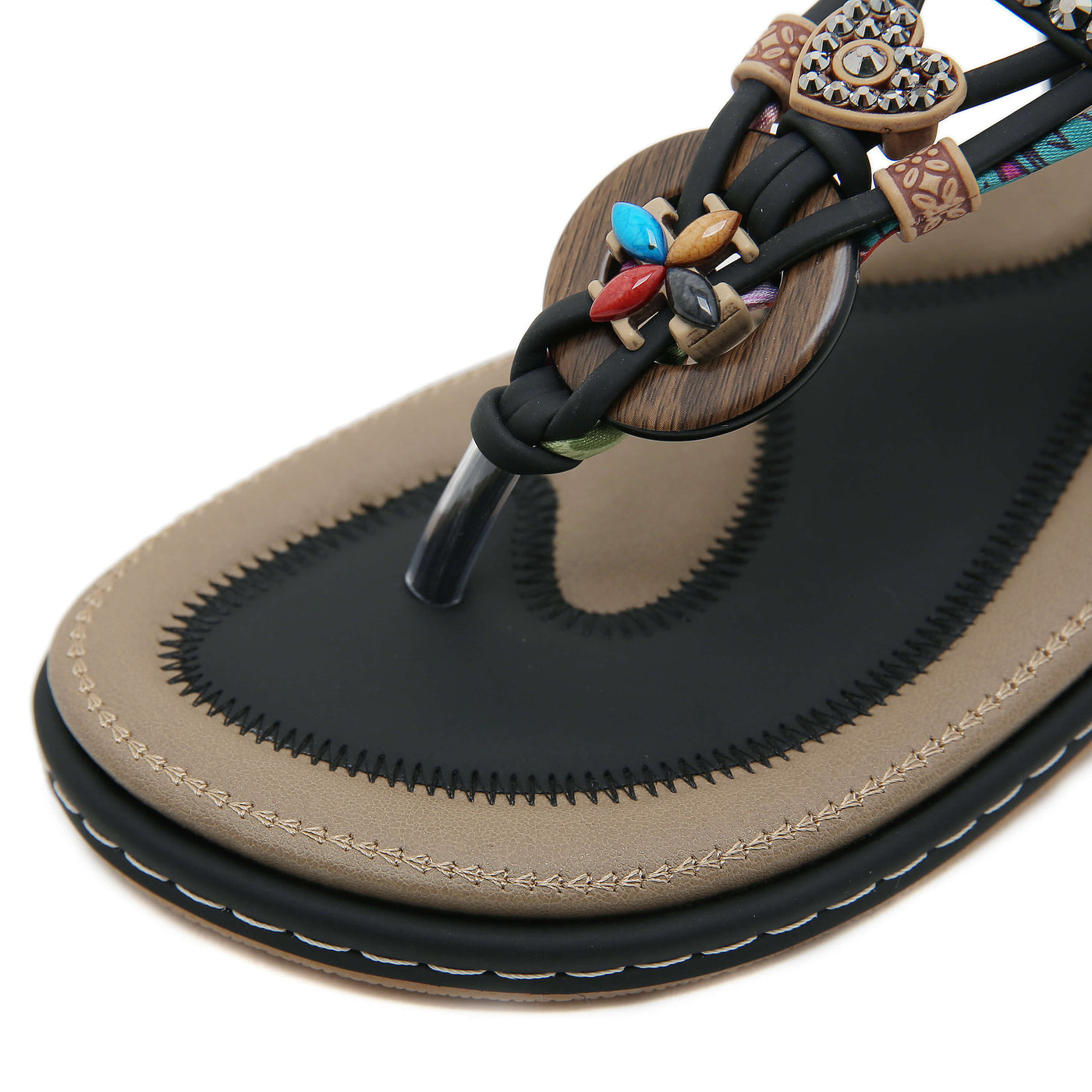 Siketu | Wander Beaded Thong Sandal - black