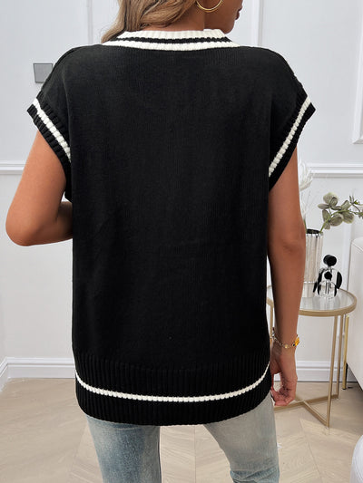 Sivan Cable Knit Sweater Vest - Black