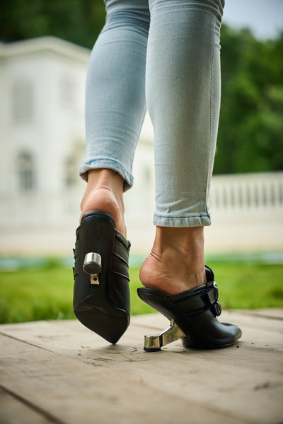 Jady Rose | Napa Leather Mule Heels - Black