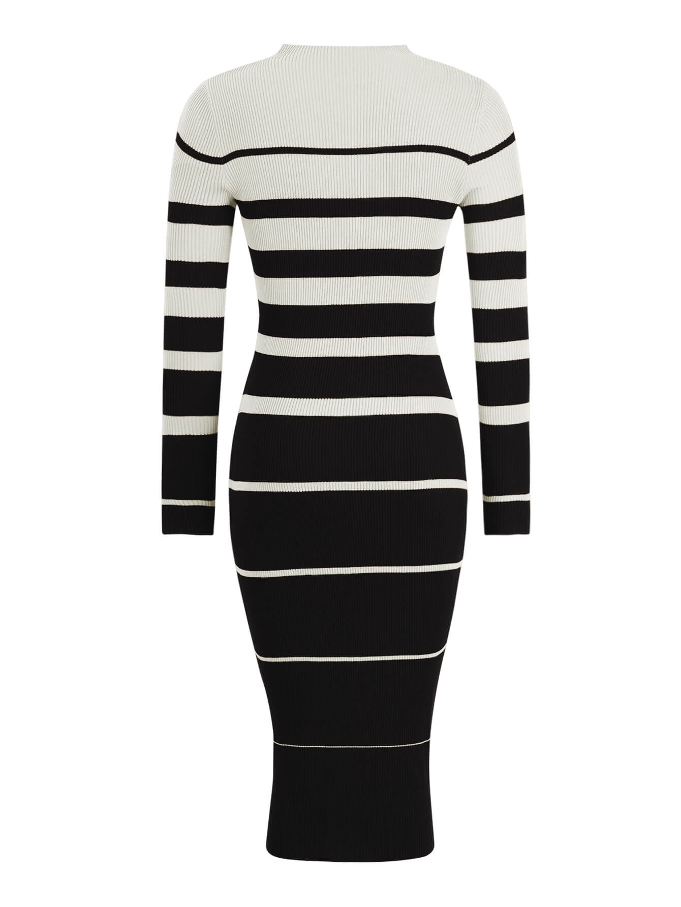 On the Boardwalk Striped Midi Sweater Dress - Black