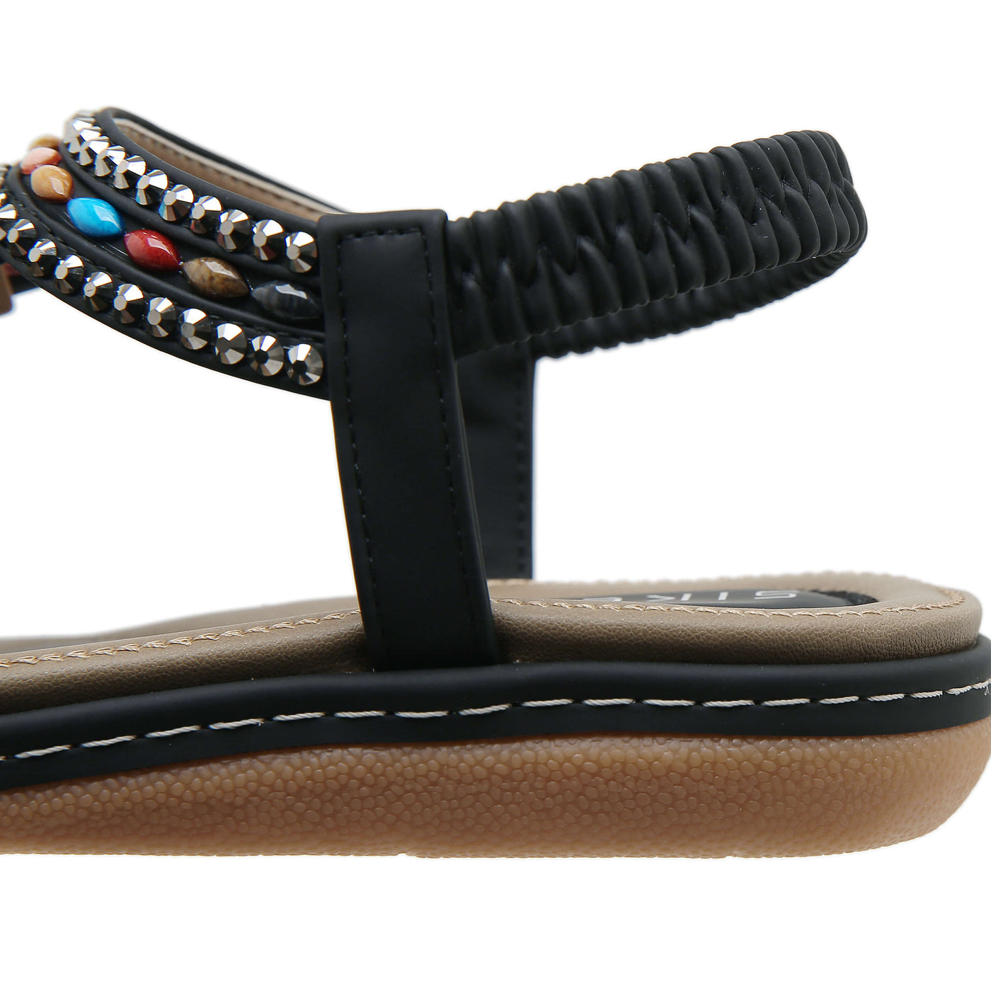 Siketu | Concentric Beaded Comfort Sandal - black