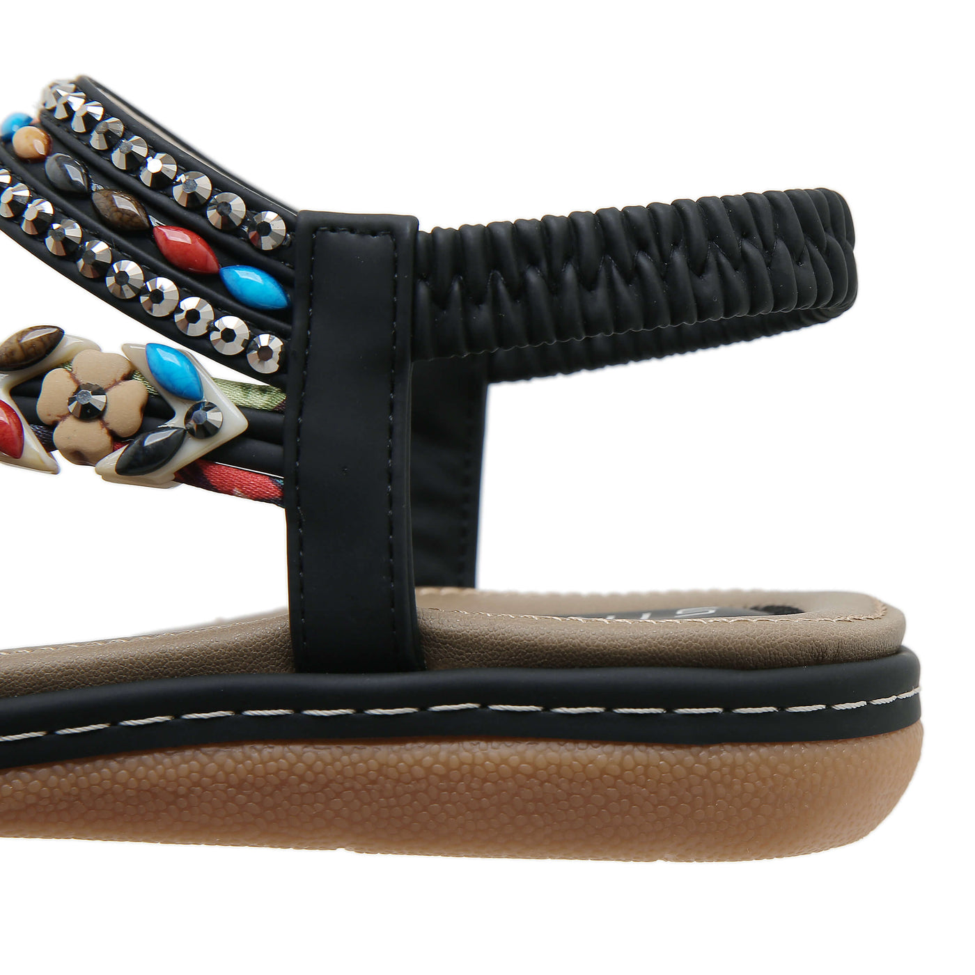 Siketu | Abbie Beaded Boho Thong Sandal - black