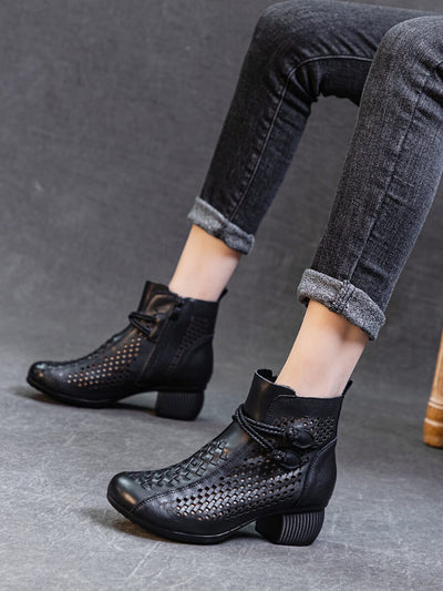 Rumour Has It | Boho Breeze Leather Ankle Boot - black